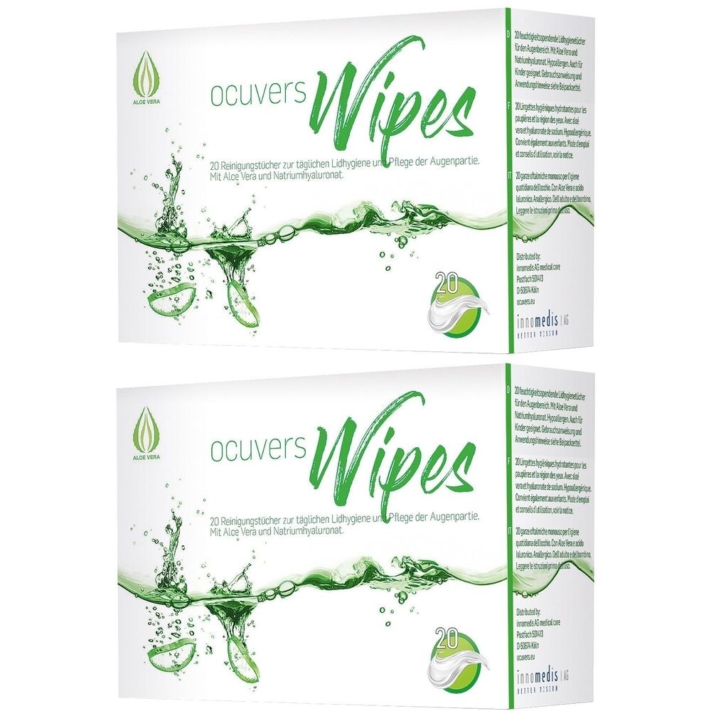 Ocuvers wipes Lidrandpflege 2x 2x20 St Tücher