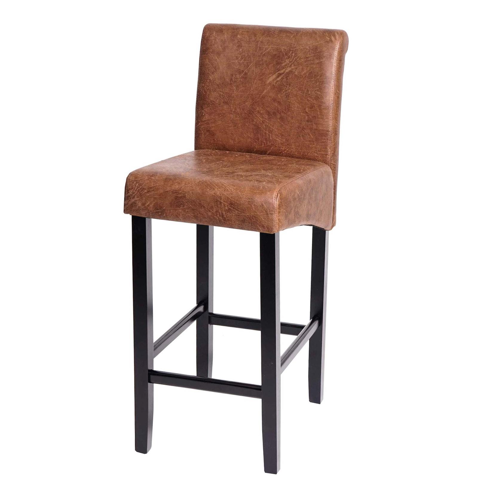 Barhocker MCW-C33, Barstuhl Tresenhocker, Holz MVG-zertifiziert ~ Wildlederimitat, dunkle Beine, Stoff/Textil