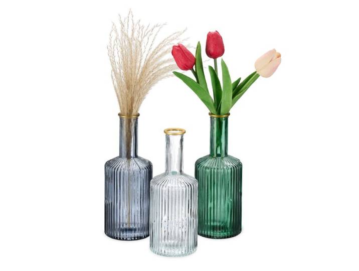 Relaxdays Vase décoratif en verre lot de 3