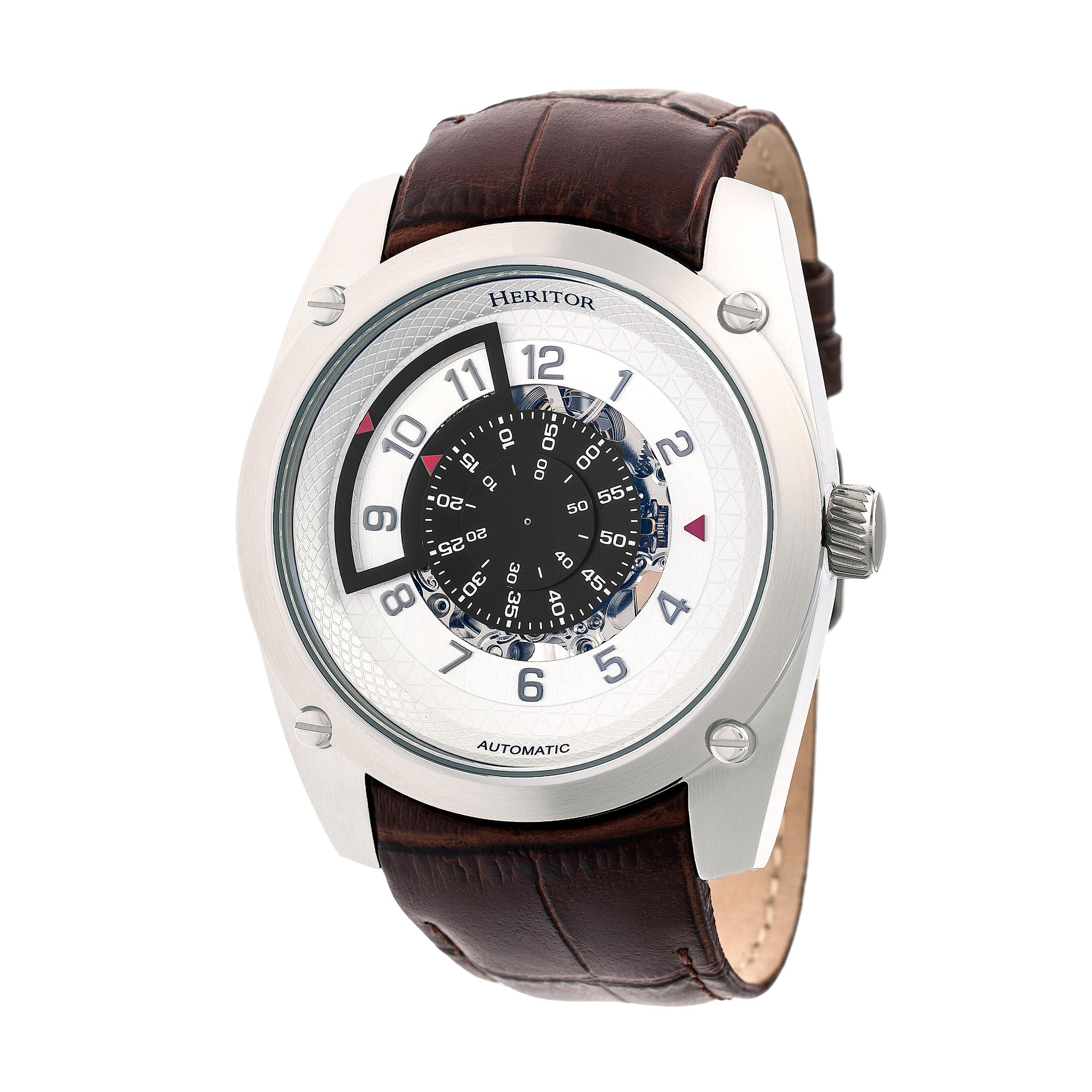 Heritor automatisch Daniels semi-skelet horloge met leren band