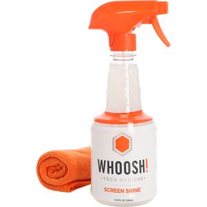 Whoosh Bildschirmreiniger Screen Shine RetailBox Set 2-teilig, mit 35 x 35 cm Mikrofasertuch und Spray ohne Alkohol 500 ml