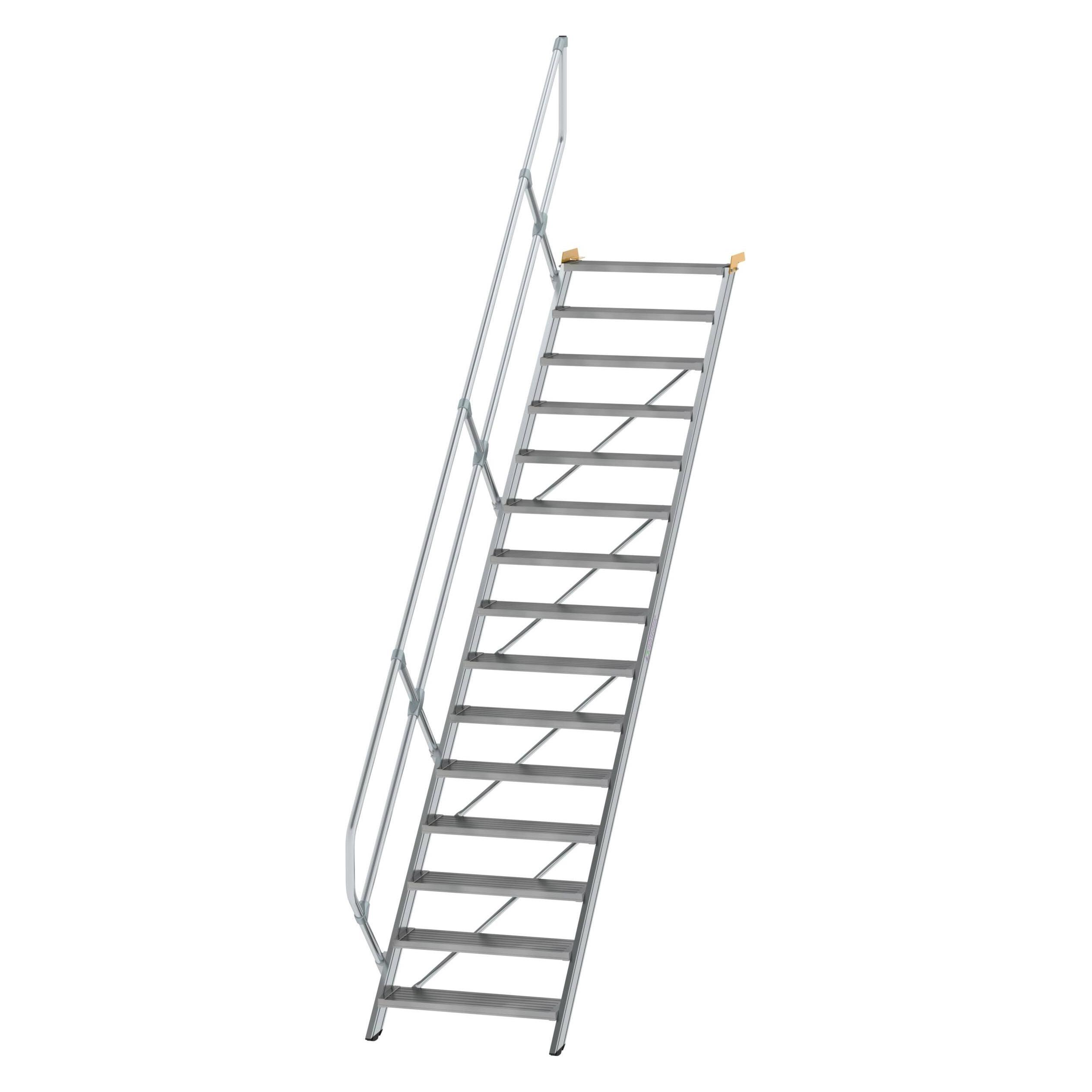 Munk Treppe 45° Stufenbreite 800 mm 15 Stufen Aluminium geriffelt (Gerüst, 339.10 cm) (600275)