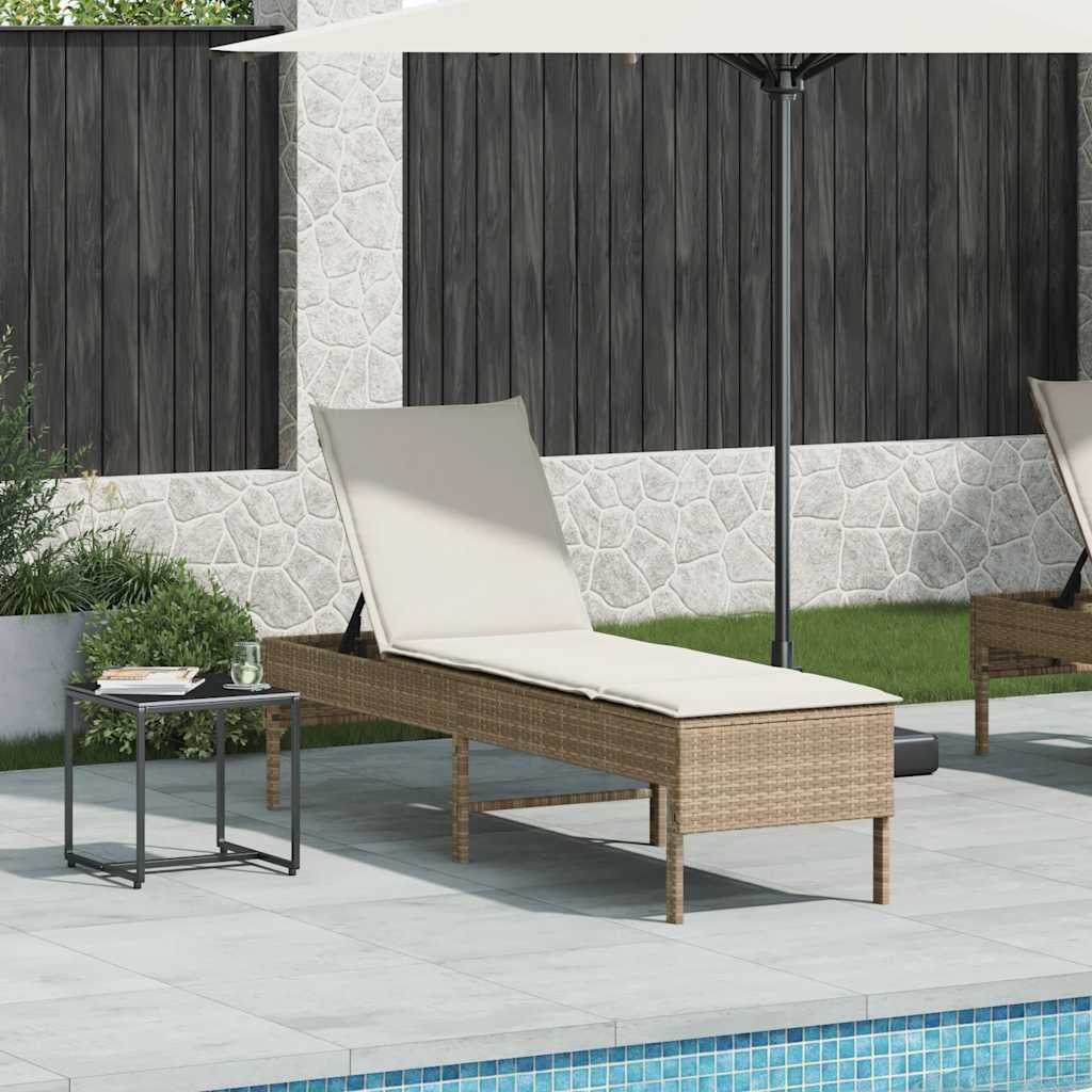 vidaXL Transat avec coussin beige 55x200x44cm résine tressée