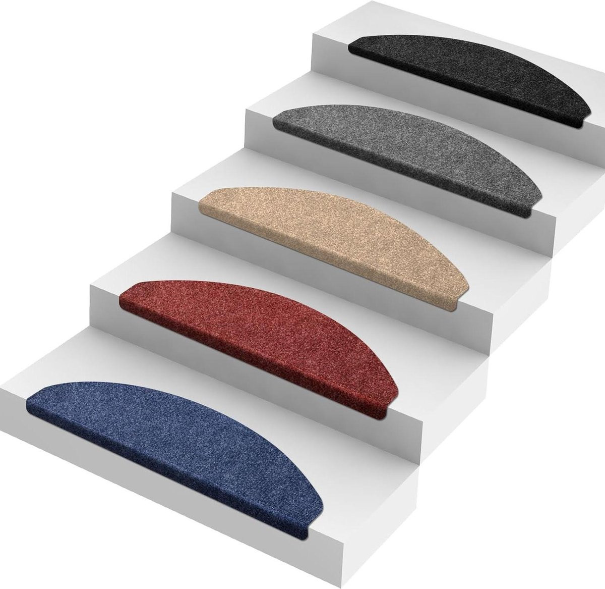 Antraciet Textiel Vezel Trapmatten - Zelfklevende Antislip Beschermers - 21 x 65 cm