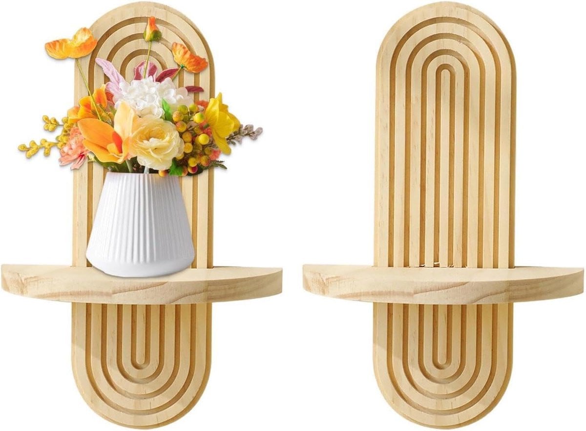 Zwevende Wandplank Boho van Massief Natuurlijk Hout - 30 cm