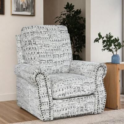 "38.5"" Jacquard Fabric Swivel Accent Chair with Nailhead Trim and 360-Degree Swivel and Removable Seat Cushion Covers"