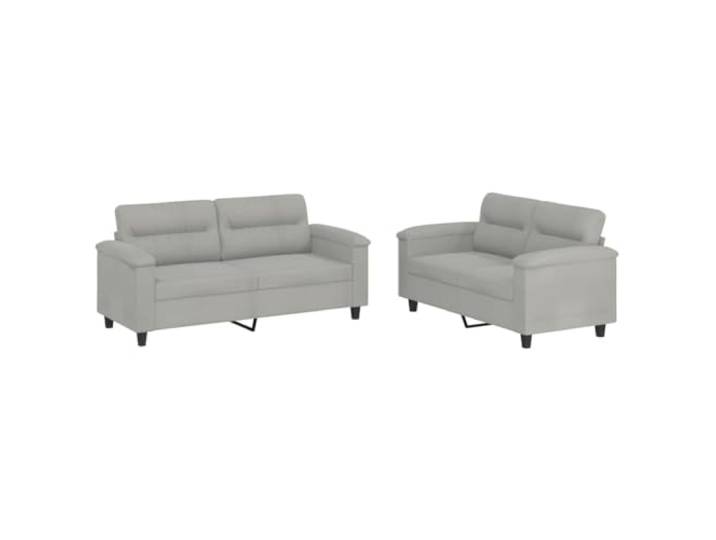 GHVBNMF 2-tlg Sofagarnitur mit Kissen Hellgrau Mikrofaser Couch Set Gemütliches Couchset für Wohnzimmer und Gästezimmer, inklusive vier weichen Kissen und pflegeleichter Mikrofaser.