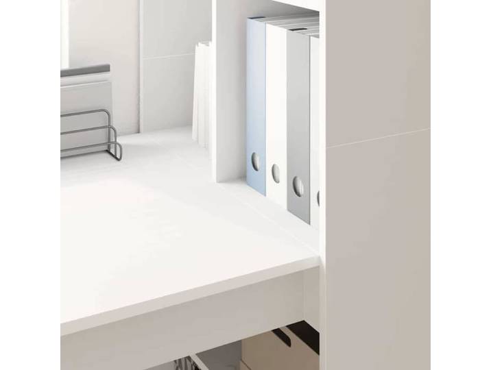 Blanc MEUBLE INFORMATIQUE (1 Personne）- Capacité 60 kg - Bureau secrétaire avec étagère Blanc 122x67x145cm - Bois d'ingénierie 21416