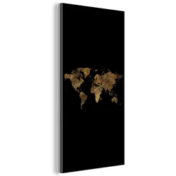 METALLBILD Weltkarte - Gold - Luxus - Erde - Schwarz 40x80 cm