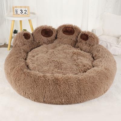 Universal Stock Fluffy Dog Bed Cozy Calming Pet Sofa Bed For Dogs & Cats coffee