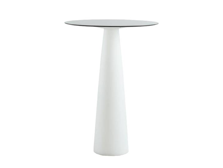 SLIDE table haute avec plateau rond HOPLÀ (Ø 69 cm - Polyéthylène et HPL)