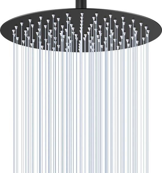 Azomor Luxe ronde douchekop, mat zwart, met waterbesparende technologie