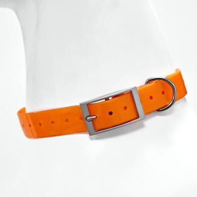 Quick Pick Pro Heavy Duty Waterproof Dog Collar Adjustable TPU Dog Collar For Medium & Large Dogs l orange