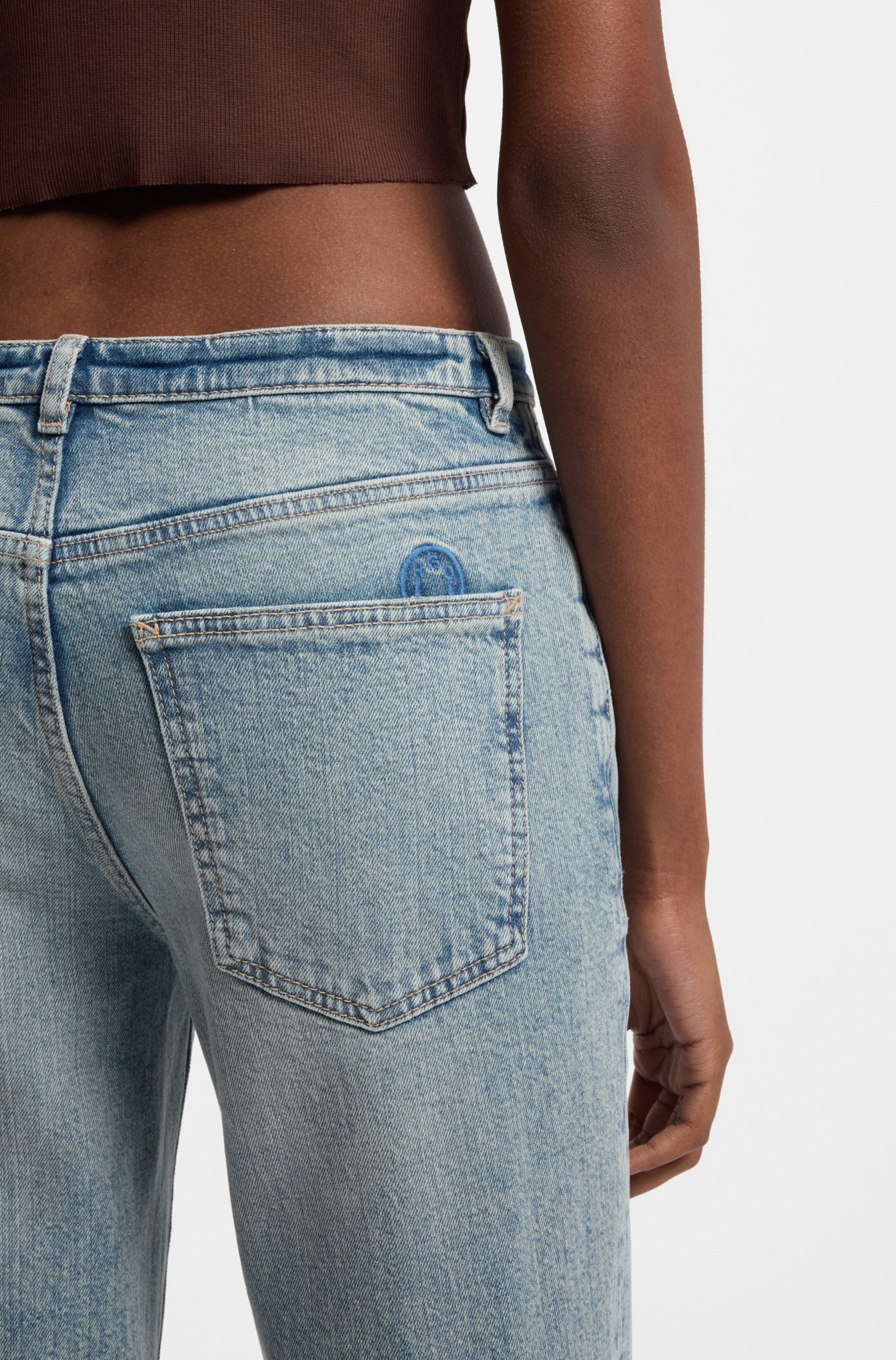 Bootcut-Jeans HUGO "Gelissa", Damen, Gr. 31, Länge 34, blau (bright blau 431), Denim/Jeans, Obermaterial: 99% Baumwolle, 1% Elasthan, unifarben, ausgestellt lang, Jeans Bootcut-Jeans, Mid Rise, weit ausgestellt