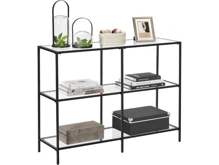 Konsolentisch Modern Glas Metallrahmen Schwarz