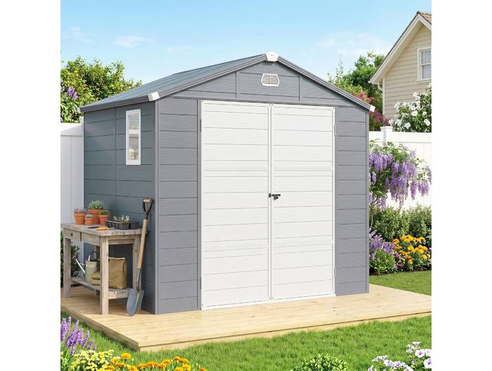 Outsunny Abri Résine 4,56m² Aluminium Gris Foncé