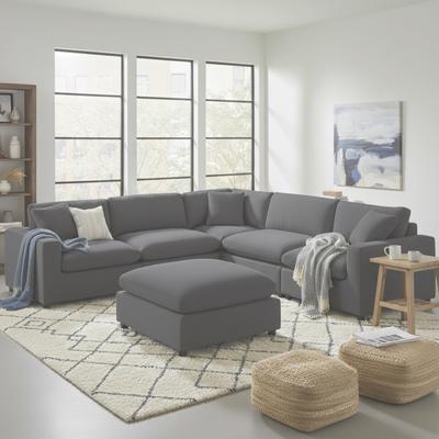 Top Rated Sectional Sofa Polyester Ottoman can attach create chaise Charcoal
