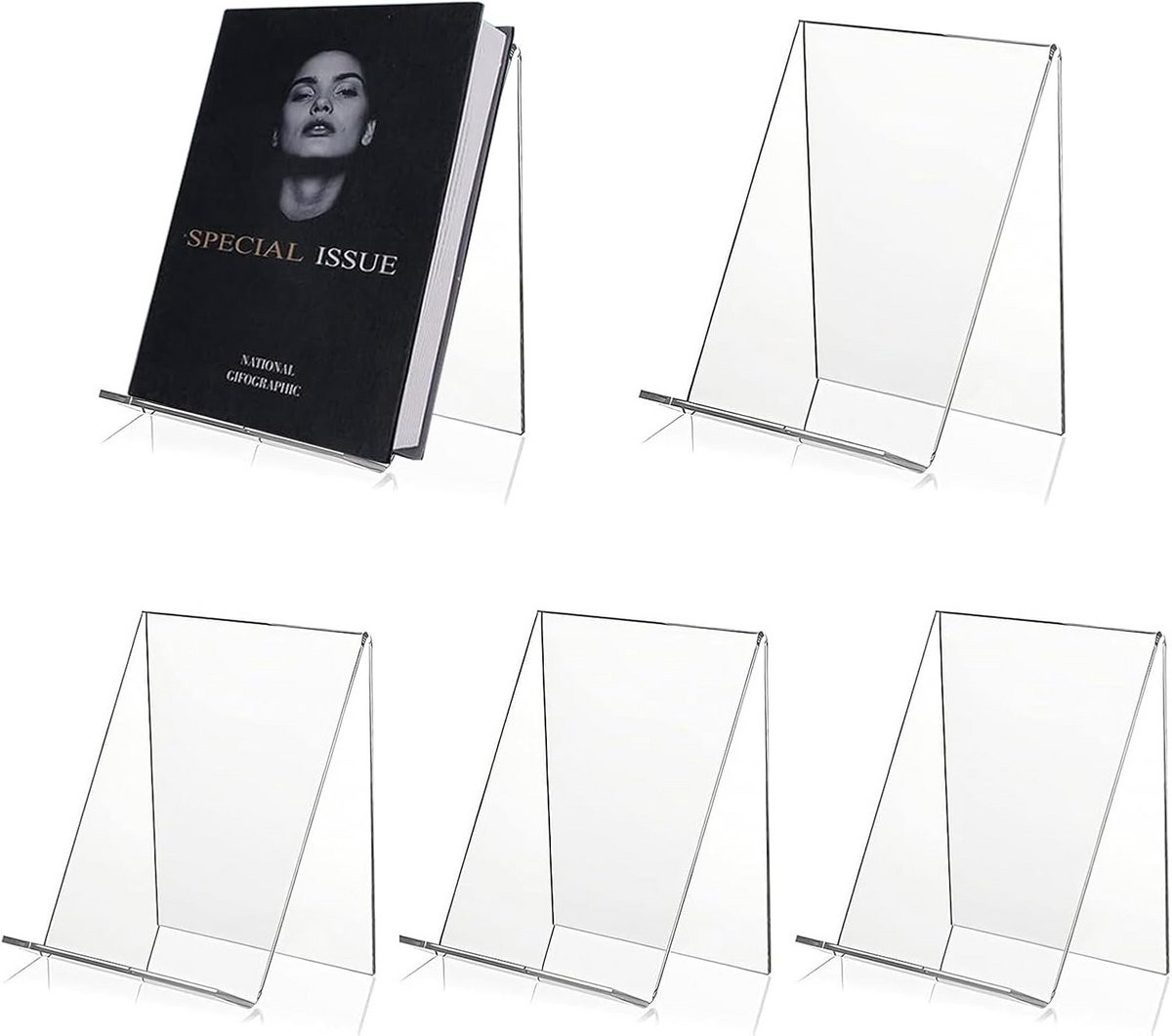 Transparante Acryl Boekenstandaards - Set van 5 Universele Display Houders