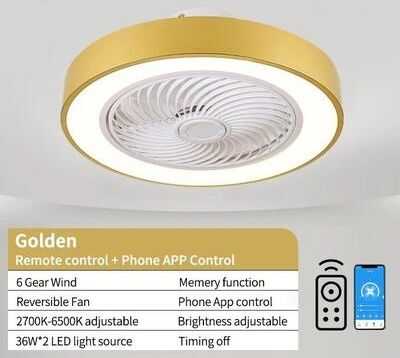 Uplift Essentials Integrated Modern Ceiling Fan & LED Light System gold