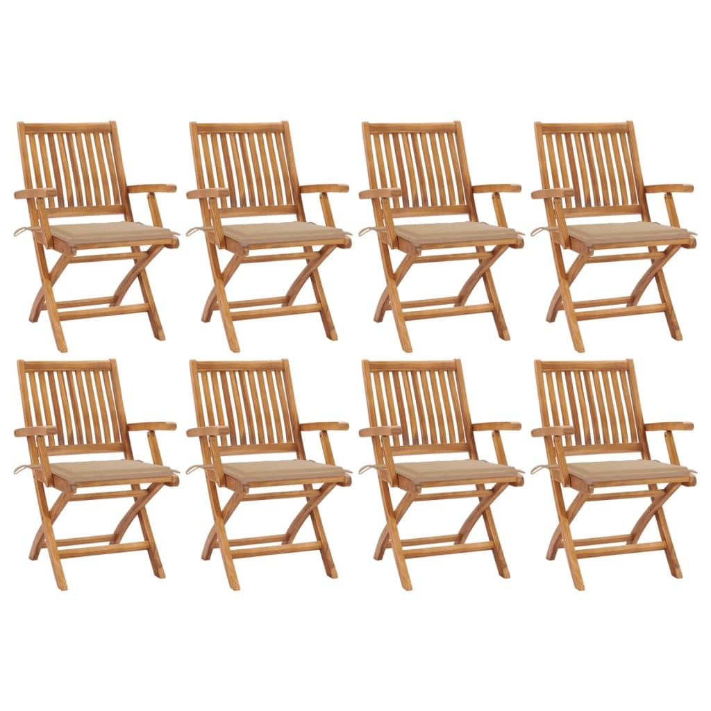 Maison Exclusive - Klappstühle mit Kissen, 8-teilig, Massivholz Teakholz