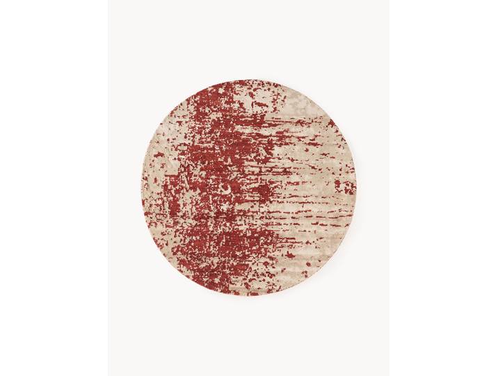 Tapis rond en laine tissée main avec motif abstrait Cynthia