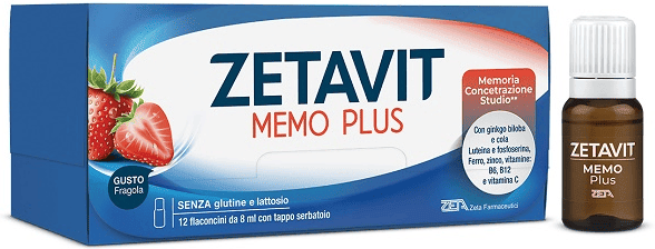 Zetavit Memo Plus 12 Flaconcini Integratore di Minerali e Vitamine