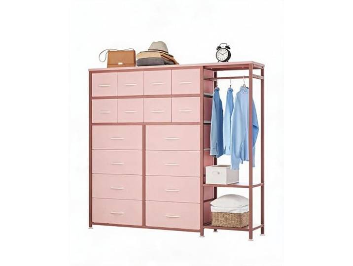 GarveeHome Kommode Mit 16 Schubladen Für Das Schlafzimmer – Kleiderständer & 2 Ablageböden – Großer Aufbewahrungskasten Aus Stoff Für Damen, Mädchen, Kleiderschrank, Wohnzimmer