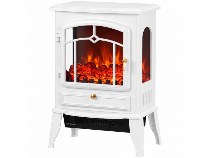 Homcom Elektrischer-Kamin Verzinktes Stahlblech ABS Weiß, Kunststoff, 24x57x39 cm, Elektrogeräte, Heizgeräte, Elektrokamine