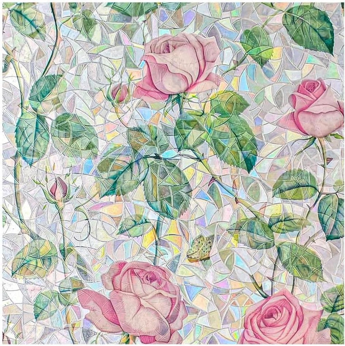 Raamfolie Bloemen Privacyfolie Decoratie Statisch Hechtend PVC 30x30 cm
