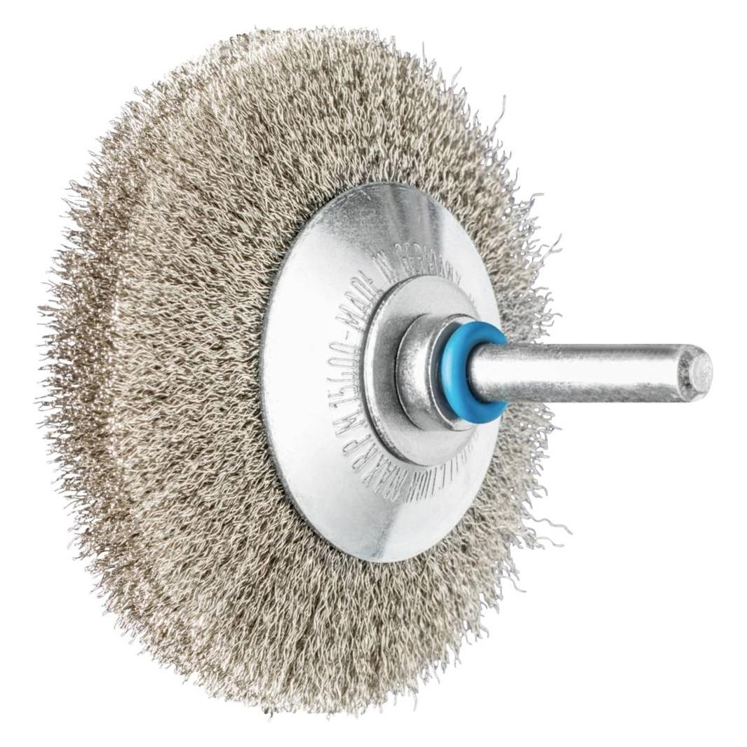 Pferd Kegelbürste ungezopft KBU Ø70x10mm Schaft-Ø6 mm Edelstahl-Draht-Ø0,15 (KBU 7010/6 INOX 0,15)