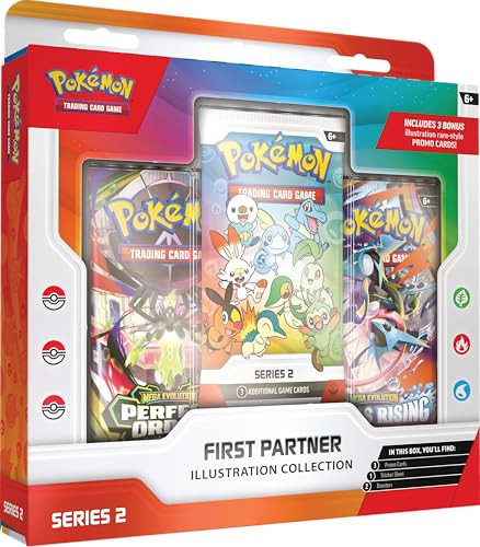 Pokémon TCG Illustratiecollectie voor eerste partners - serie 2 met 3 promotiekaarten, 2 boosterpakketten en 1 stickervel