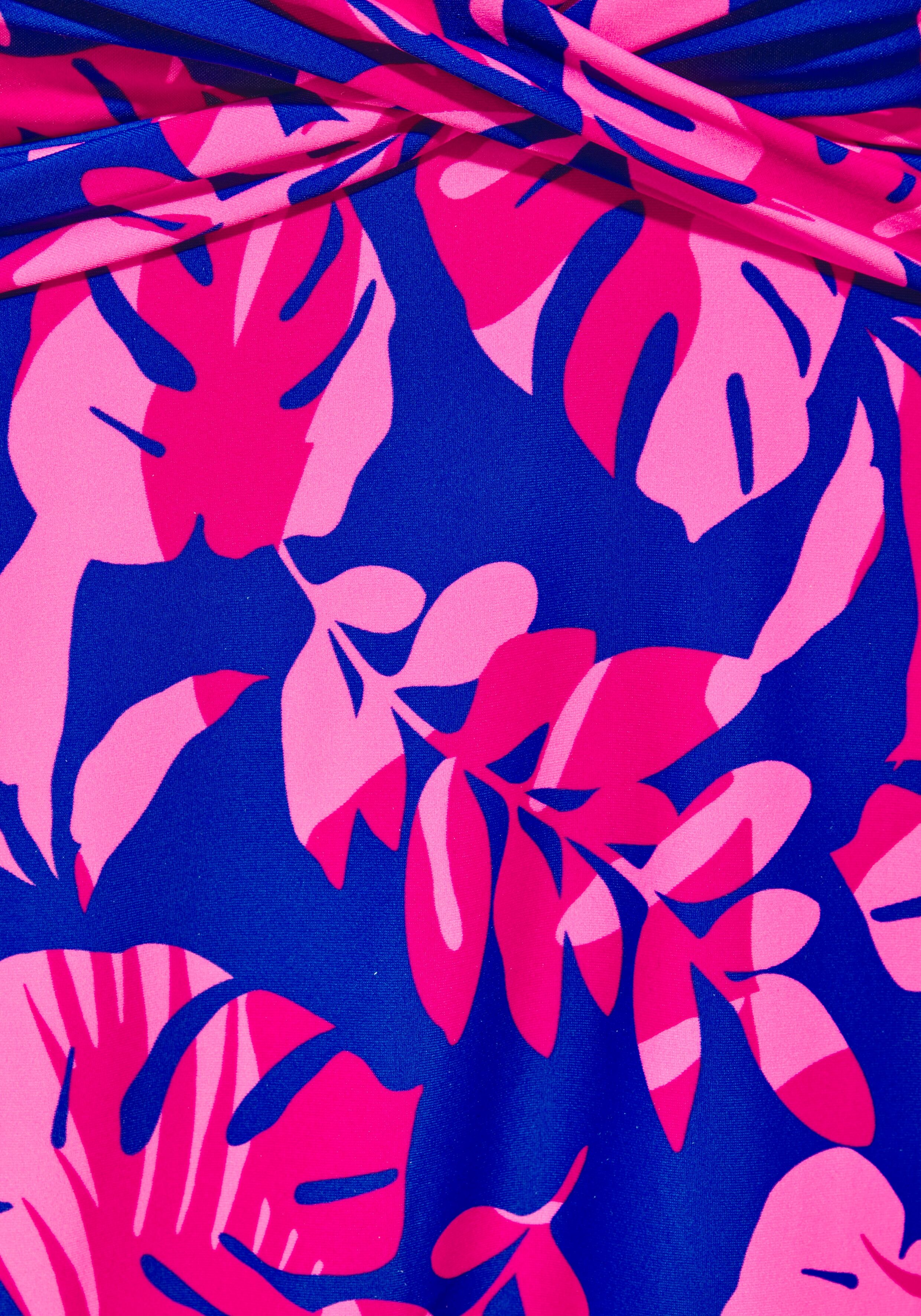 Tankini VIVANCE, Damen, Gr. 42, Cup C/D, bunt (blau, pink), Recycling-Polyamid, bedruckt, Bikini-Sets Tankini, im tropischen Design