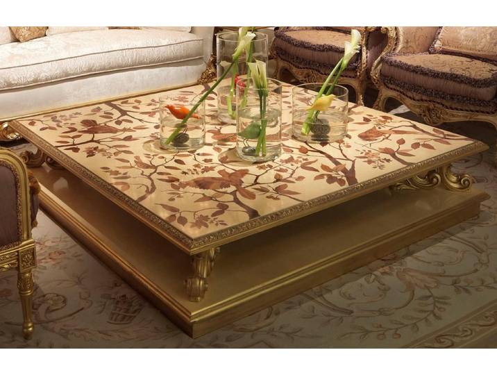 Xlmoebel Couchtisch Royal Beistelltisch aus Holz im barocken Design (Packung, 1-St., Couchtisch), Hergestellt in Europa