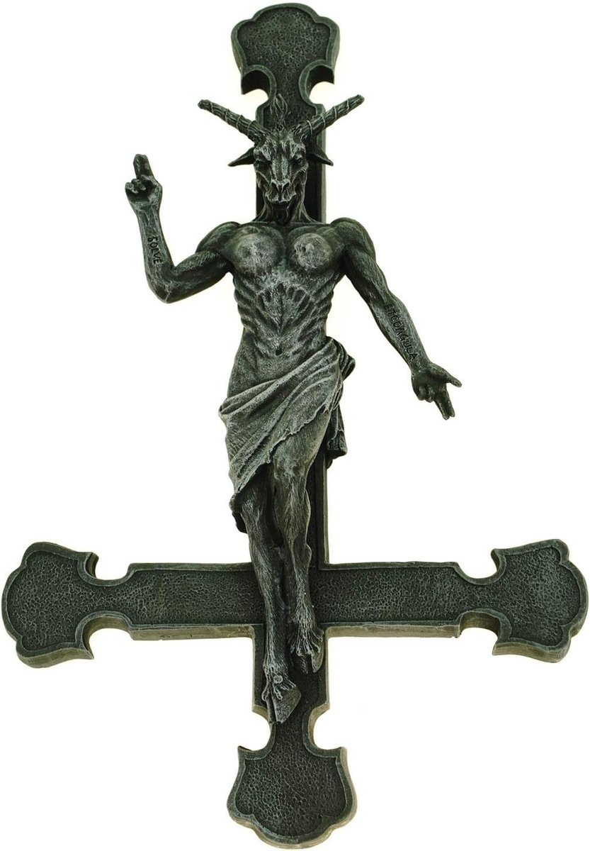 Gothic Baphomet aan Kruis Hanger Decoratie 30 cm