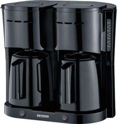 SEVERIN Kaffeemaschine Duo 2in1 KA 9315, 2 getrennte Heizsysteme, 2 Thermoskannen mit Durchbrühdeckel, Tropf‑Stopp, Abschaltautomatik, B 395 x T 255 x H 365 mm, schwarz