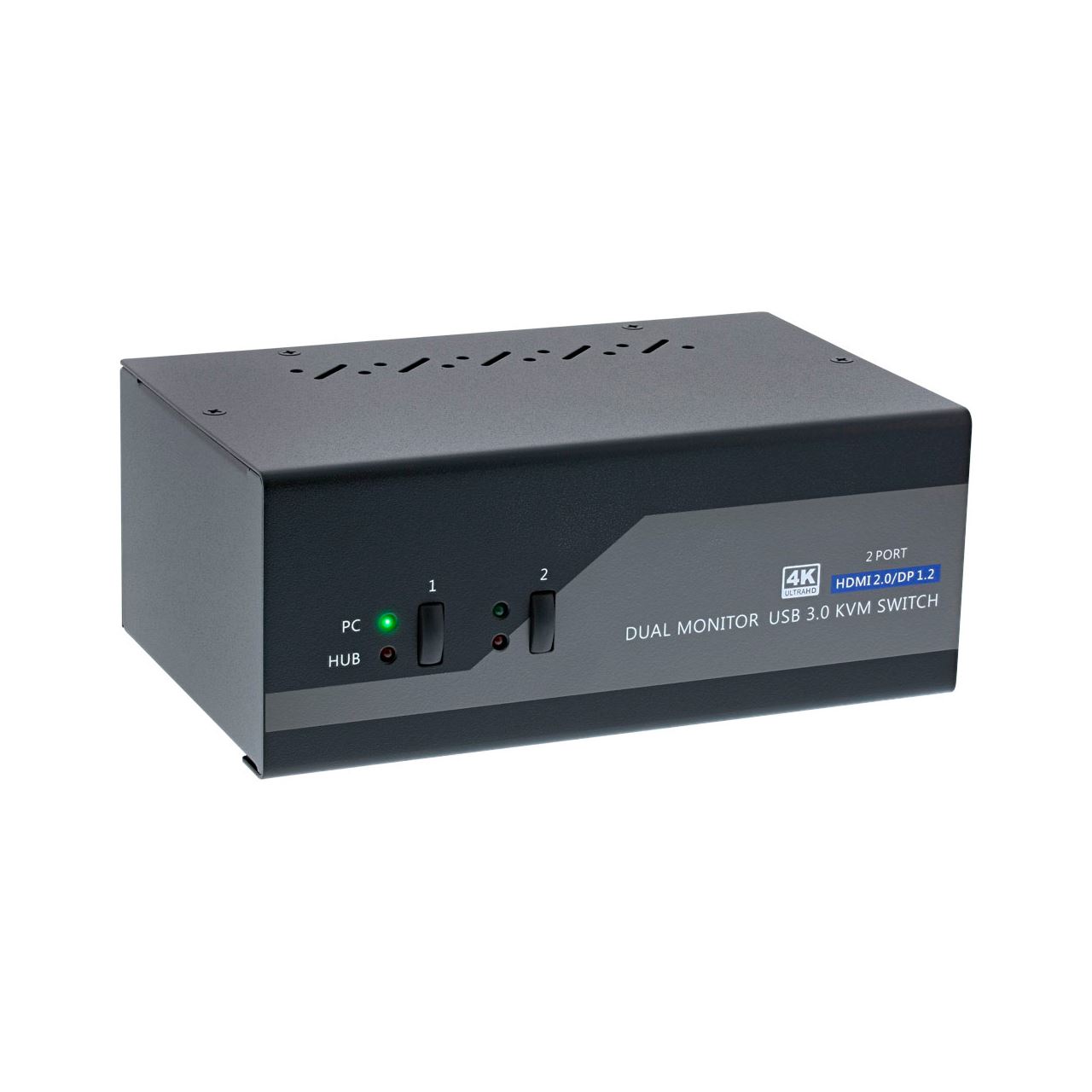 InLine KVM Desktop Switch, 2-fach, Dual Monitor, Displayport + HDMI, 4K, USB 3.0, Audio
