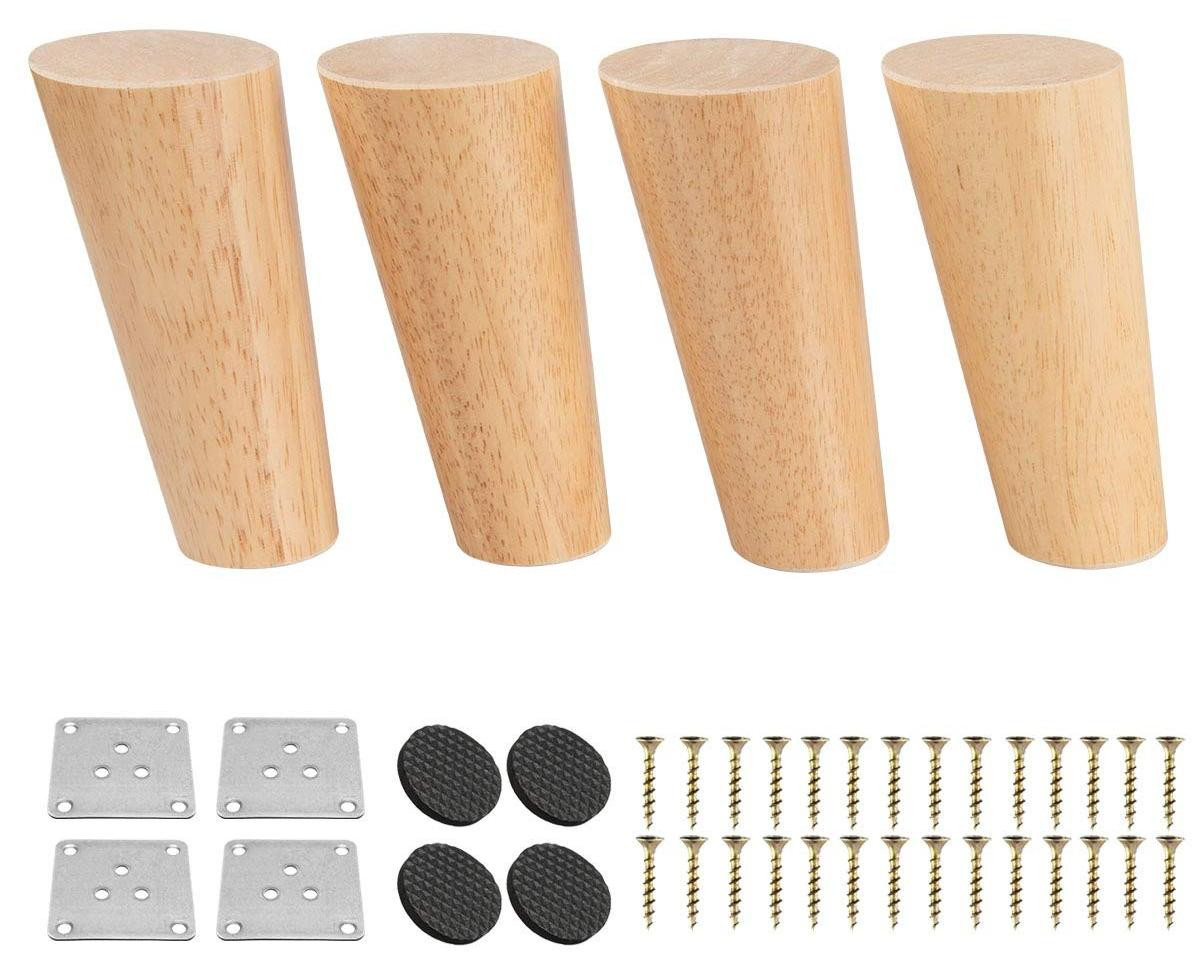 Set van 4 houten vervangingspoten voor meubels, 6 inch