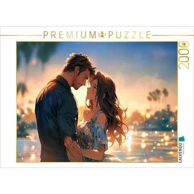 CALVENDO Puzzle Pärchen im Manga Style am Strand | 2000 Teile Lege-Größe 90x67cm Foto-Puzzle für glückliche Stunden