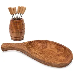 Natura Punto, Serviergeschirr, Tapas-Set Fass Schale 26 cm +Fass mit Snack- & Olivengabeln 8-teilig
