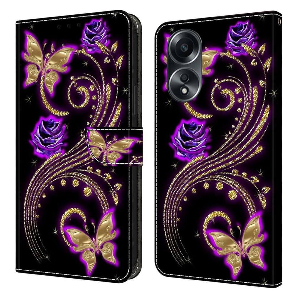 Cover-Discount OPPO A58 4G - 3D-Effekt Hülle Etui Butterfly gold (Oppo A58 4G) (660171406F)