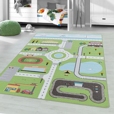 Kinderteppich AYYILDIZ TEPPICHE "PLAY 2902", grün, B:80cm H:6mm L:120cm, Polyamid, Teppiche, Kinderteppich, robuster Kurflor, Straßen Spiel Teppich, Kinderzimmer