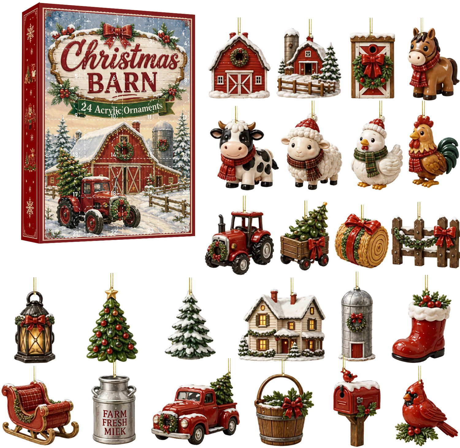 Kerstadventskalender in boerderijschuur-stijl blind box voor volwassenen