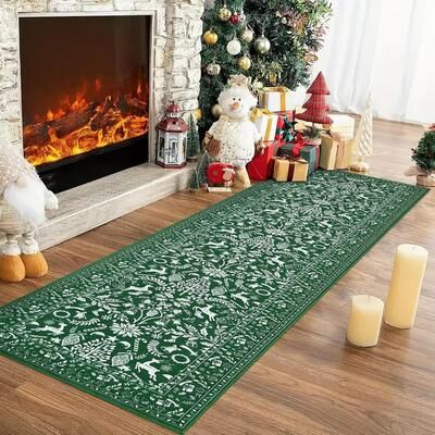 Garvee Washable Christmas Themed Holidays Winter Area Rug