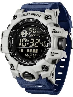 Everyday Crate SANDA Outdoor Sports Watch Multifunction Digital Watch 5ATM Waterproof Electronic Wristwatch blue Gray