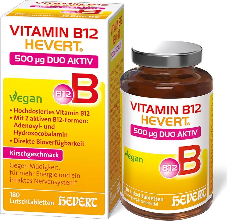 VITAMIN B HEVERT Vitamin B12 Hevert 500 mg Duo Aktiv Lutschtabletten 180stk