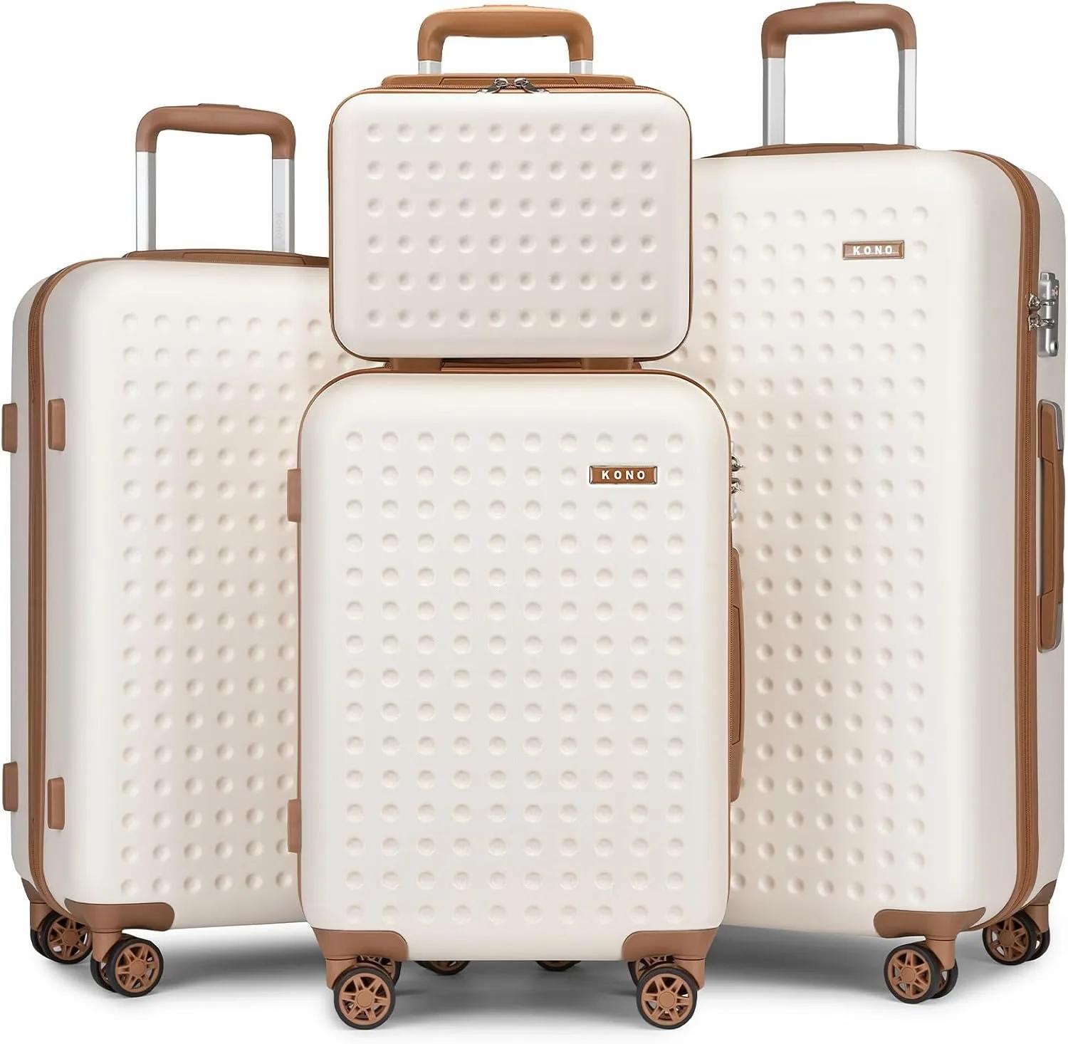 Kofferset - 4-teilig - Polyester - TSA-Zahlenschloss - 4 Leise 360°-Rollen - Beige