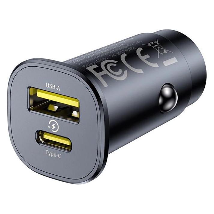 Baseus GoTrip USB-C / USB-A 30W Autoladegerät - Schwarz (C00072300123-00)