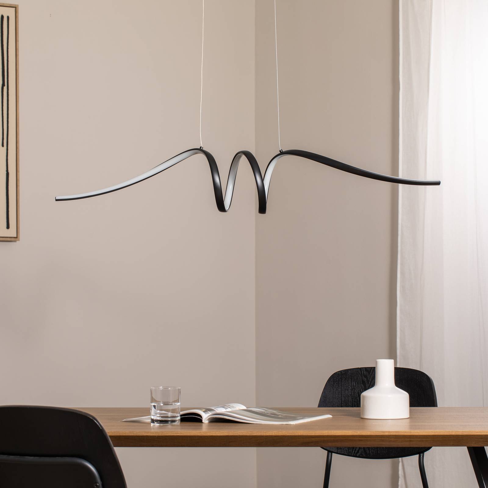 Hängelampe Loop Milagro Lighting, schwarz, für Wohn- / Esszimmer, Metall, Modern