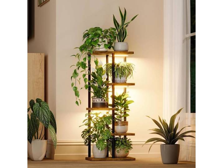Support D'Intérieur À 5 Niveaux Pour Plantes Multiples Avec Lampes De Croissance