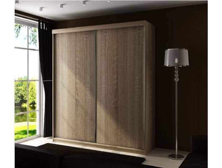 KIER FURNITURE Schiebegarderobe - Schrank Schlafzimmer – Schlafzimmerschrank – Wardrobe Bedroom – Kleiderschränke – Kleiderschrank Sonoma-Eiche – 150x200x62 cm